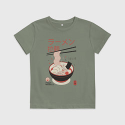 Футболка хлопковая детская Японский стиль рамен, цвет: авокадо