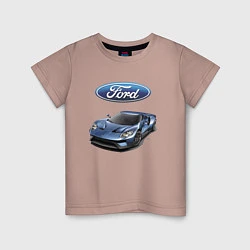 Футболка хлопковая детская Ford - legendary racing team!, цвет: пыльно-розовый
