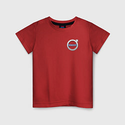 Футболка хлопковая детская Классические логотипы Volvo спина грудь, белый, цвет: красный