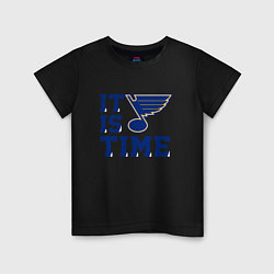 Футболка хлопковая детская It is St Louis Blues time Сент Луис Блюз, цвет: черный