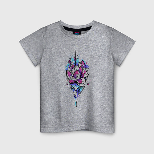 Детская футболка Акварельный графичный цветок / Меланж – фото 1