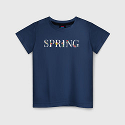 Футболка хлопковая детская Spring blooms, цвет: тёмно-синий
