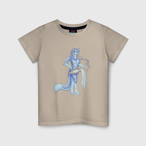 Детская футболка Водолей, лиса фурри / Миндальный – фото 1