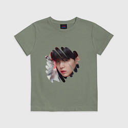 Футболка хлопковая детская Agust D SUGA BTS, цвет: авокадо