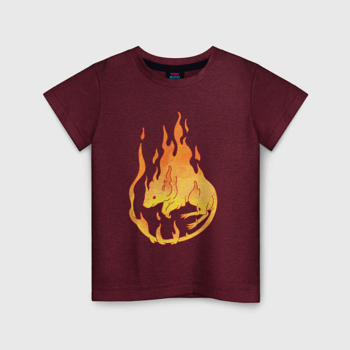 Детская футболка Огненная мышь / Меланж-бордовый – фото 1