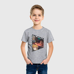 Футболка хлопковая детская Ван-Пис, Луффи, Зоро Ророноа, Санджи Винсмок, цвет: меланж — фото 2