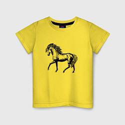 Футболка хлопковая детская Мустанг Лошадь, цвет: желтый
