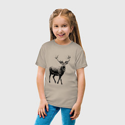 Футболка хлопковая детская Черный олень Black Deer, цвет: миндальный — фото 2
