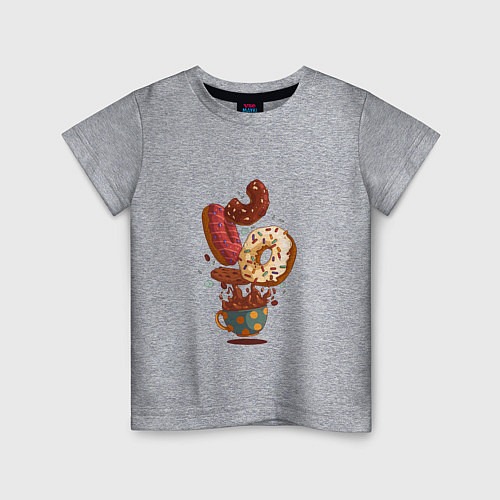 Детская футболка Пончики с кофе Donuts / Меланж – фото 1