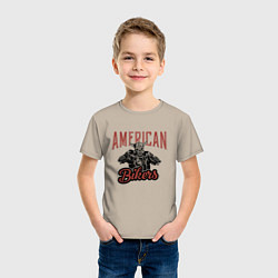 Футболка хлопковая детская American bikers, цвет: миндальный — фото 2