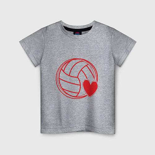 Детская футболка Сердечко Волейбола / Меланж – фото 1