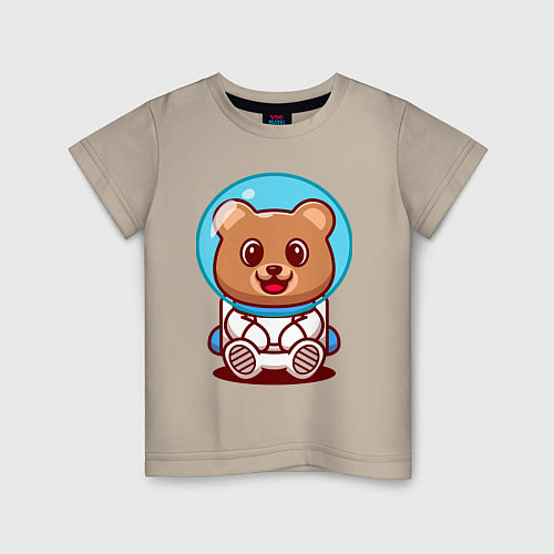 Детская футболка Медведь космонавт в скафандре / Миндальный – фото 1