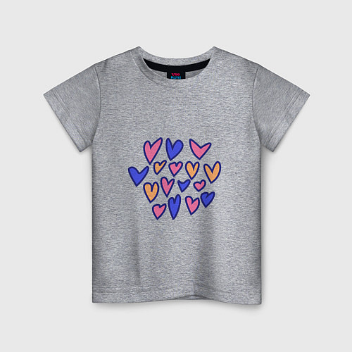 Детская футболка Дудл Сердечки / Меланж – фото 1