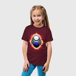 Футболка хлопковая детская Космонавт над планетой, цвет: меланж-бордовый — фото 2