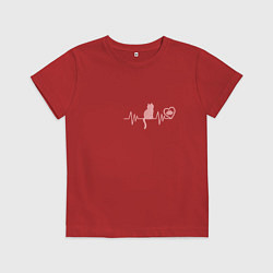 Футболка хлопковая детская Кардио котик, цвет: красный