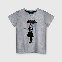 Футболка хлопковая детская BANKSY БЭНКСИ девушка под зонтом, цвет: меланж