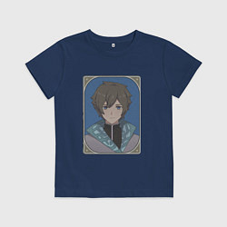 Футболка хлопковая детская Карта Genshin Impact Art, цвет: тёмно-синий