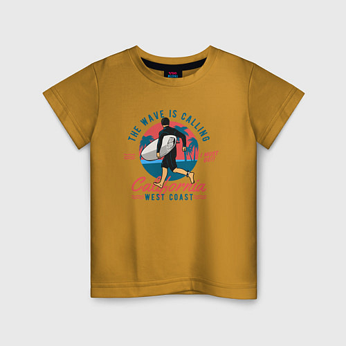 Детская футболка Лето и серфинг / Горчичный – фото 1