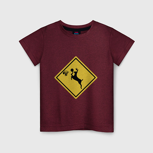 Детская футболка Deer Basketball / Меланж-бордовый – фото 1