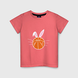 Футболка хлопковая детская Basketball Bunny, цвет: коралловый