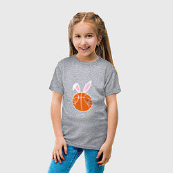 Футболка хлопковая детская Basketball Bunny, цвет: меланж — фото 2