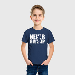 Футболка хлопковая детская NEVER GIVE UP НИКОГДА НЕ СДАВАЙСЯ СПОРТ, цвет: тёмно-синий — фото 2