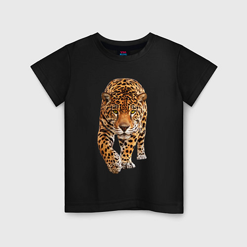 Детская футболка Бесстрашный ягуар / Черный – фото 1