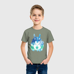 Футболка хлопковая детская Семья кроликов Акварель, цвет: авокадо — фото 2