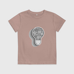 Футболка хлопковая детская Стимпанк лампа, цвет: пыльно-розовый