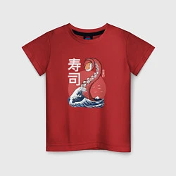 Футболка хлопковая детская Kraken Kawaii Sushi, цвет: красный
