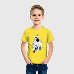 Футболка хлопковая детская Чашки Cuphead, цвет: желтый — фото 2