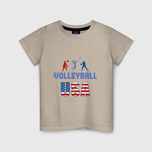 Детская футболка USA - Volleyball / Миндальный – фото 1
