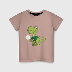 Футболка хлопковая детская Volleyball Dinosaur, цвет: пыльно-розовый