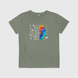 Футболка хлопковая детская Мозг обучающегося, цвет: авокадо