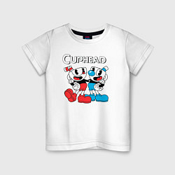 Футболка хлопковая детская Cuphead Чашечки, цвет: белый