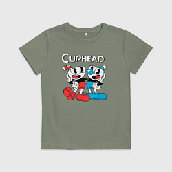 Футболка хлопковая детская Cuphead Чашечки, цвет: авокадо