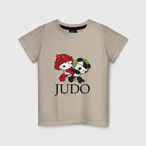 Детская футболка ПАНДЫ ДЗЮДОИСТЫ PANDA JUDO / Миндальный – фото 1
