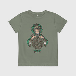 Футболка хлопковая детская Древнеславянская богиня Берегиня, цвет: авокадо