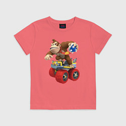 Футболка хлопковая детская Donkey Kong Super Mario Nintendo, цвет: коралловый