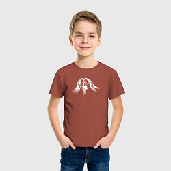 Футболка хлопковая детская Девочка в Противогазе, цвет: кирпичный — фото 2