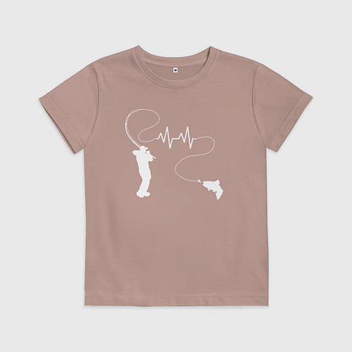 Детская футболка Сердцебиение рыбалки / Пыльно-розовый – фото 1