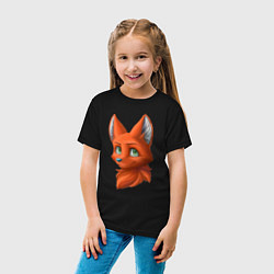 Футболка хлопковая детская Милая лисичка Cute fox, цвет: черный — фото 2