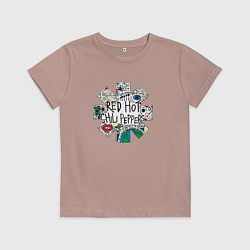Футболка хлопковая детская RHCP - Really High & Crazy People, цвет: пыльно-розовый