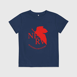 Футболка хлопковая детская Nerv в Neon Genesis Evangelion, цвет: тёмно-синий