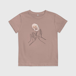 Футболка хлопковая детская Цветок в руках, цвет: пыльно-розовый