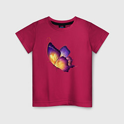 Футболка хлопковая детская Красивая бабочка A very beautiful butterfly, цвет: маджента