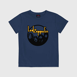 Футболка хлопковая детская Led Zeppelin Лед Зеппелин, цвет: тёмно-синий