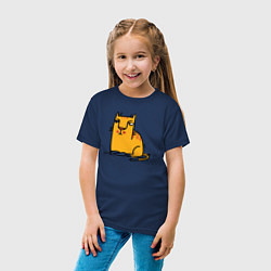 Футболка хлопковая детская Желтый котик, цвет: тёмно-синий — фото 2