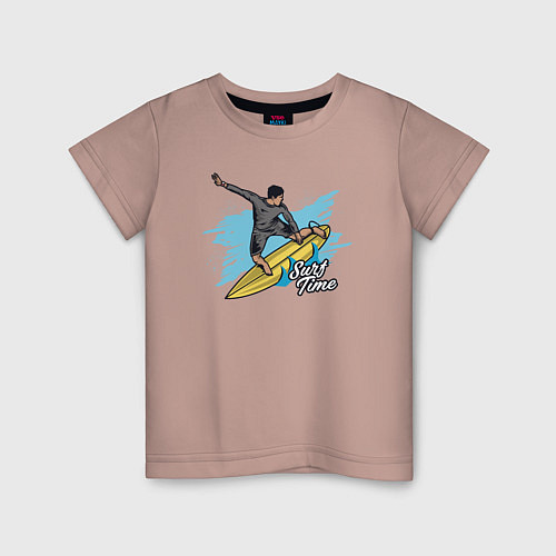 Детская футболка Серфинг волны / Пыльно-розовый – фото 1