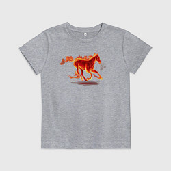 Футболка хлопковая детская Fire horse огненная лошадь, цвет: меланж